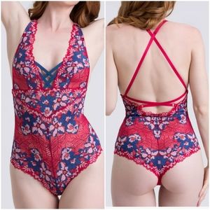 NEW Lovehoney Passion Flower Red Lace Teddy One Size 4-12